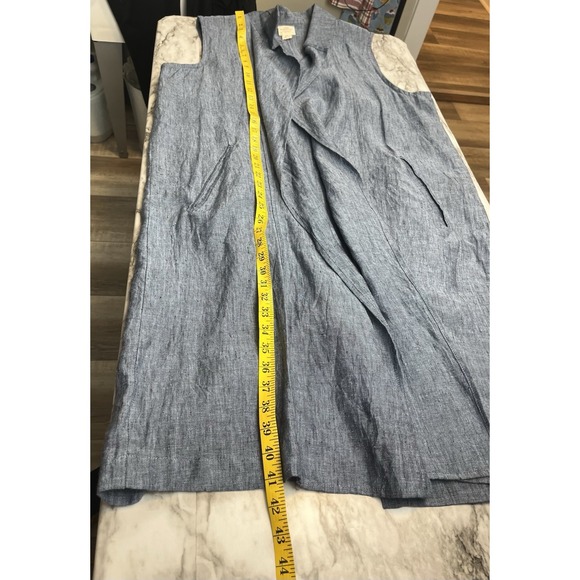 Vikolino Women's L/XL 100% Blue European Linen Sleeveless Long Vest Lagenlook - Picture 11 of 14